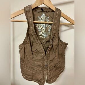 Guess Brown Vest with Embroidered Back Detail